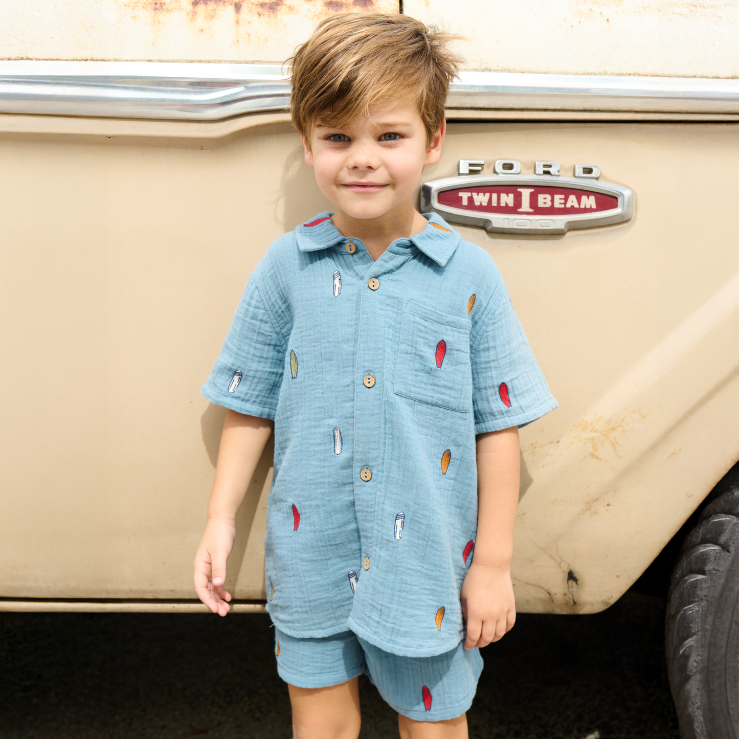 Boys Jack Shirt - Surfboard Embroidery