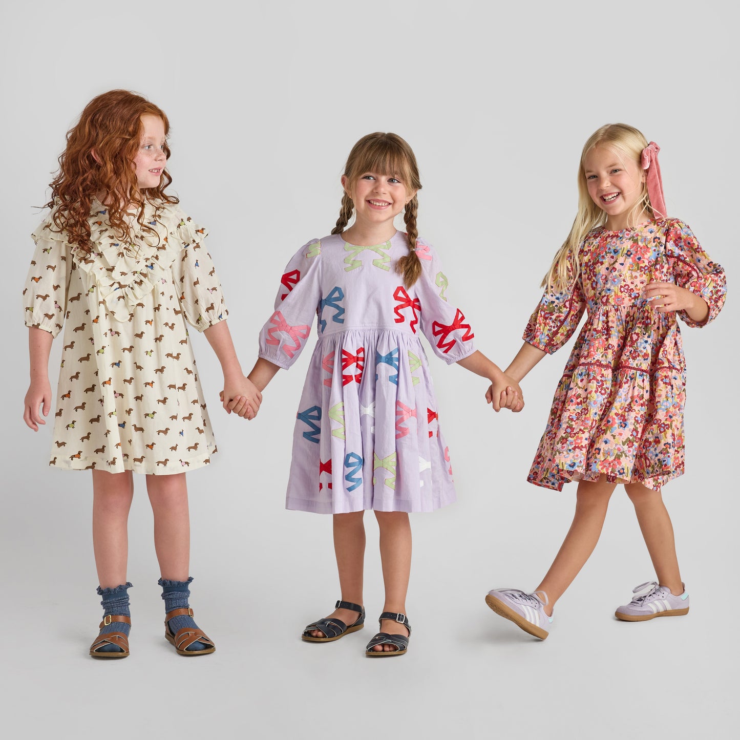 Girls Maribelle Dress - Burgundy Sketched Floral