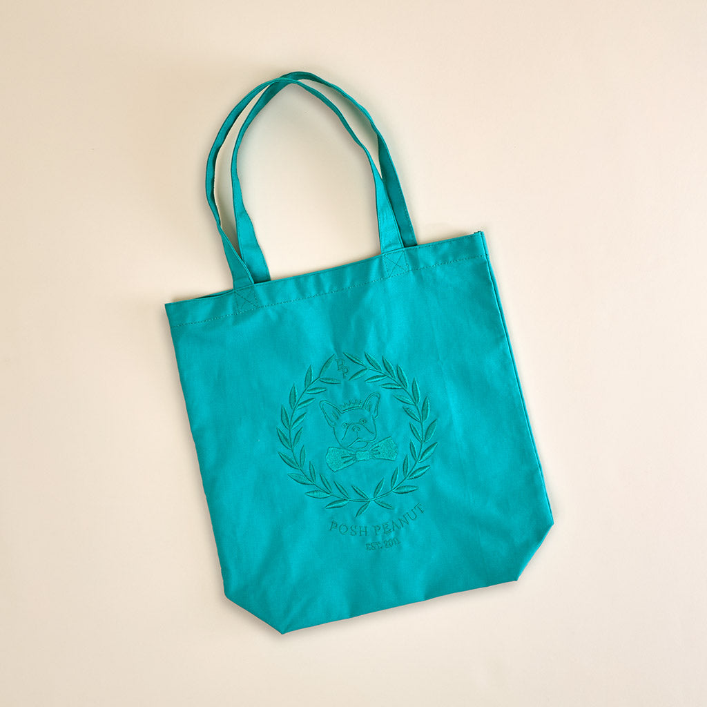 Signature Teal Embroidered Tote Bag