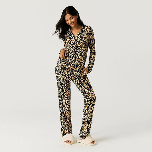 Lana Leopard Tan Women's Relaxed Pant Luxe Loungewear