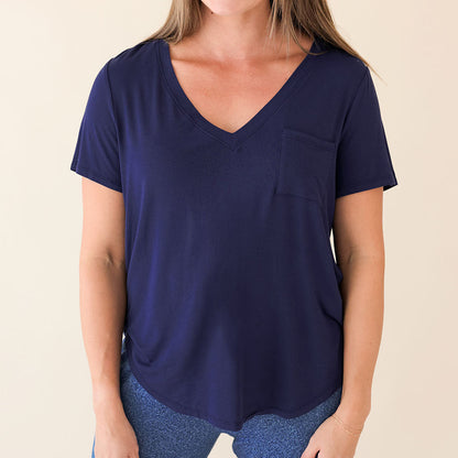 Varsity Navy Women's V-Neck Tee