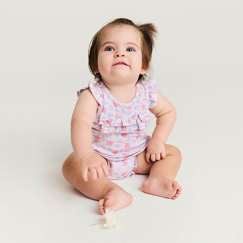 Laney Pointelle Ruffled Bubble Romper