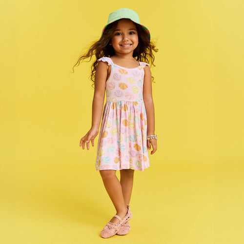 Shelly Pink Ruffled Picot Twirl Dress