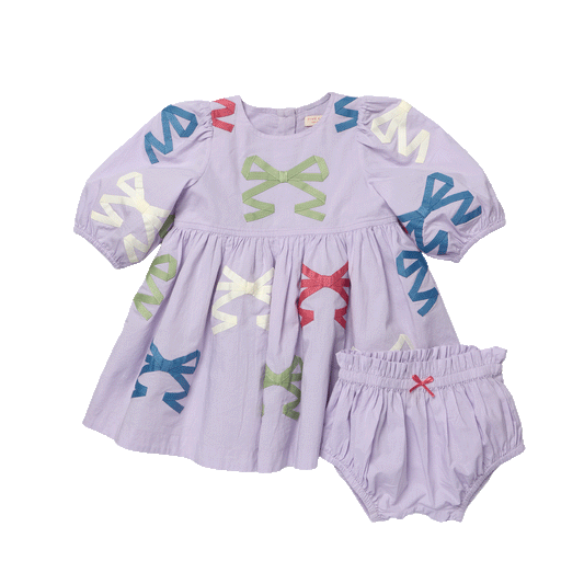 Baby Girls Brooke Dress Set - Lavender Multi Bow Applique