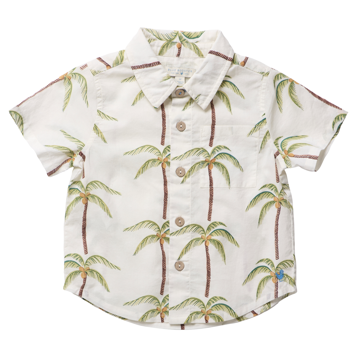 Boys Jack Shirt - Cream Palm Trees