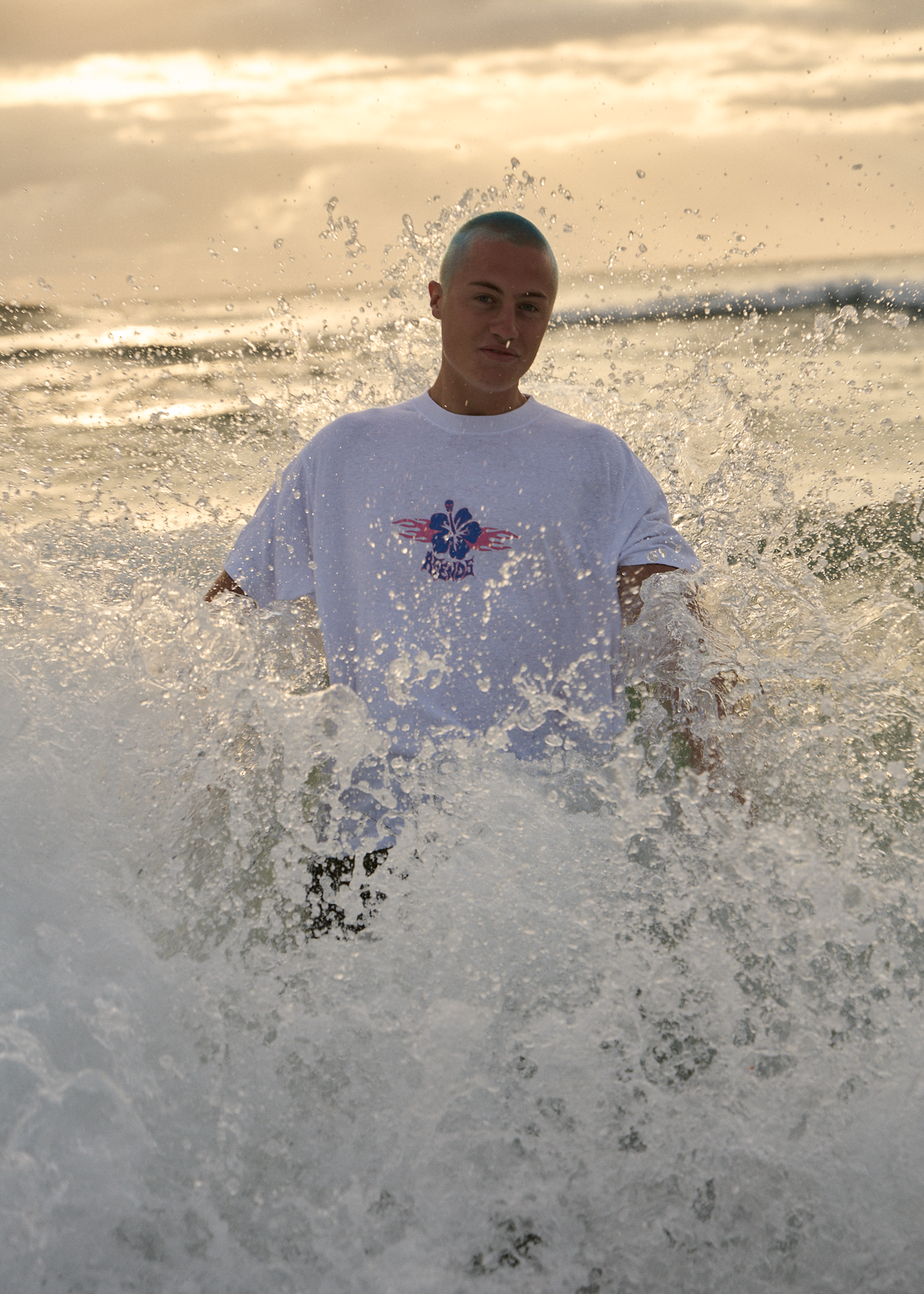 AFENDS Mens Wiped Out - Boxy Tee - White