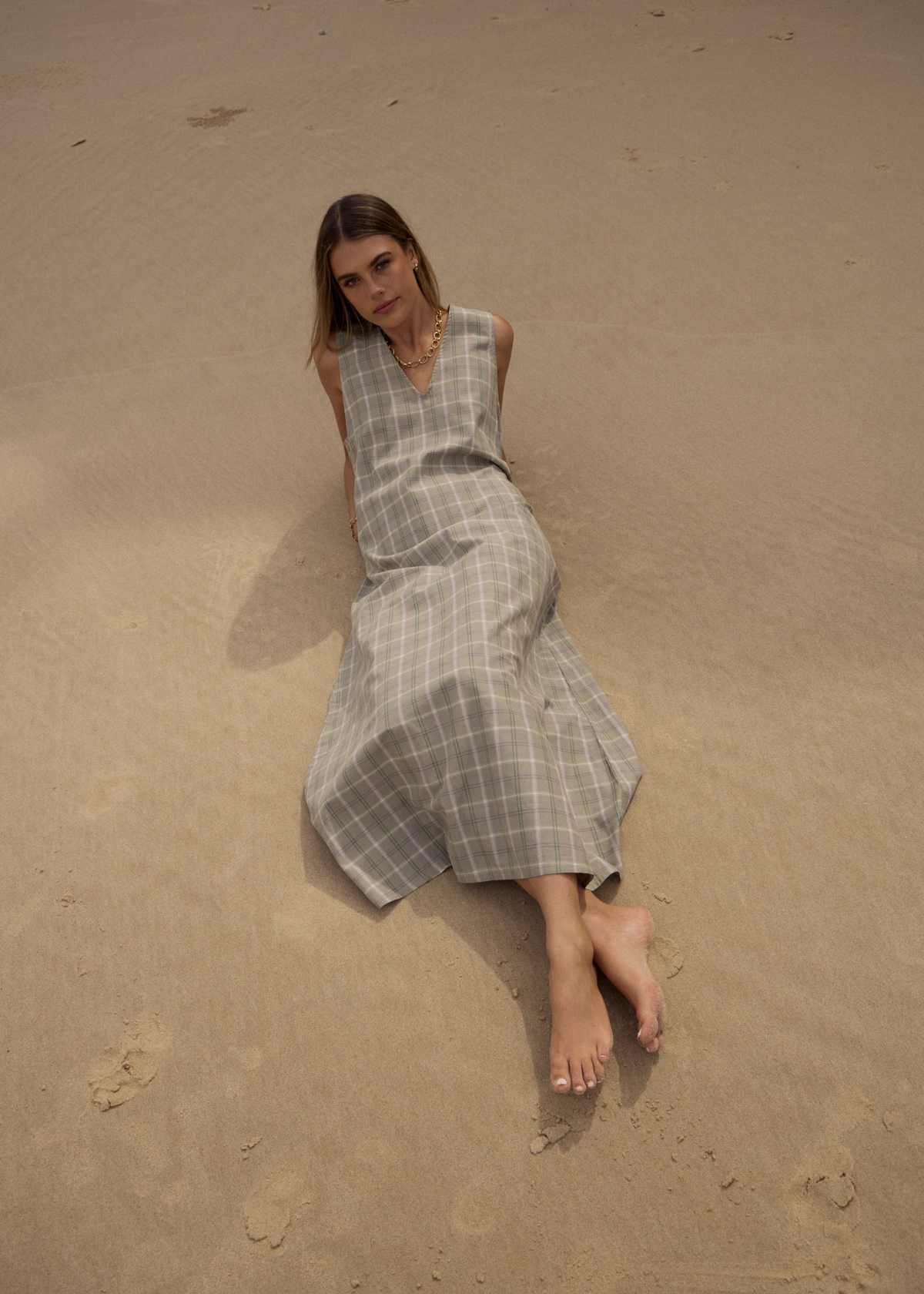 AFENDS Womens Scout - Maxi Dress - Olive Check