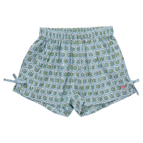 Girls Jules Short - Blue Prairie Block Print