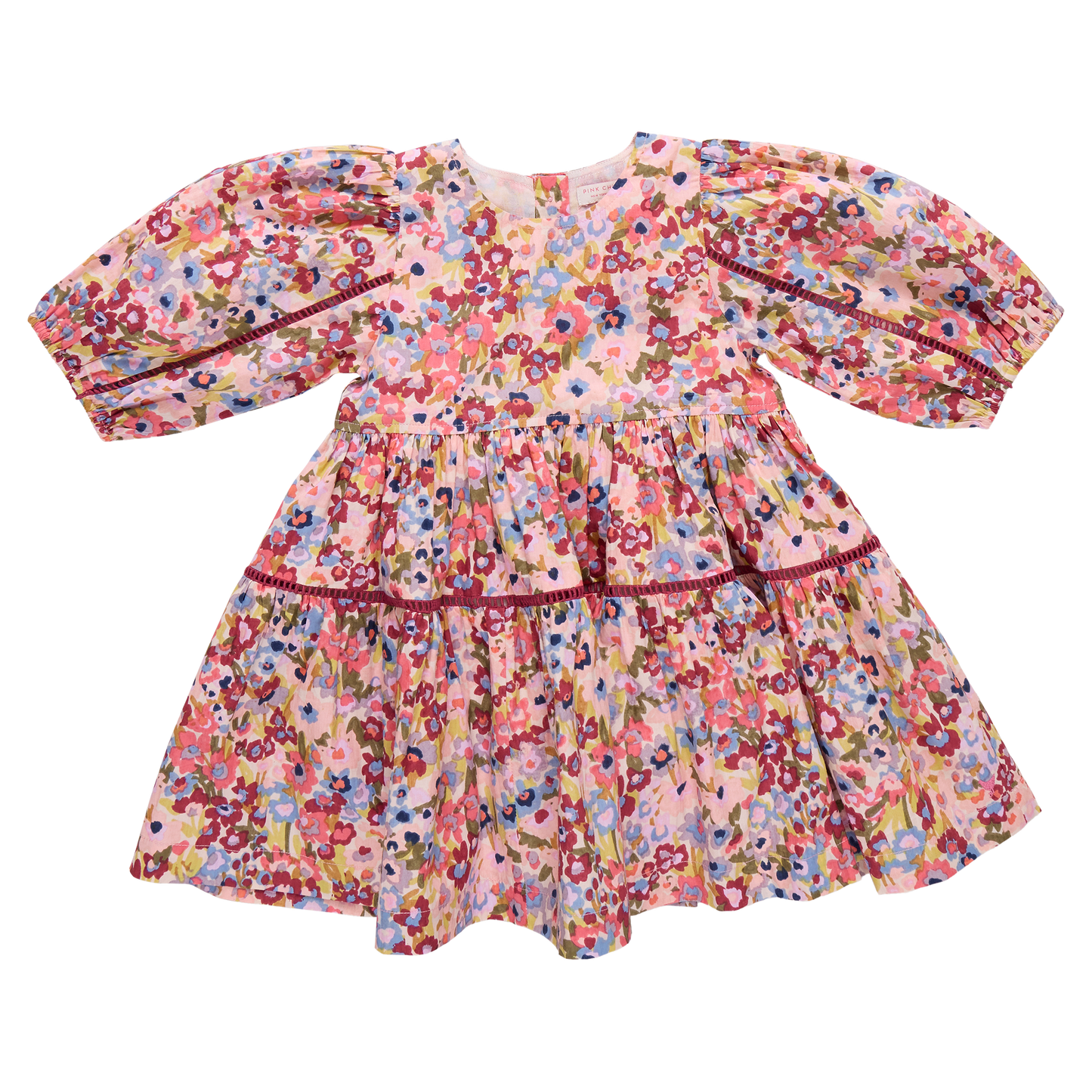 Girls Maribelle Dress - Burgundy Sketched Floral