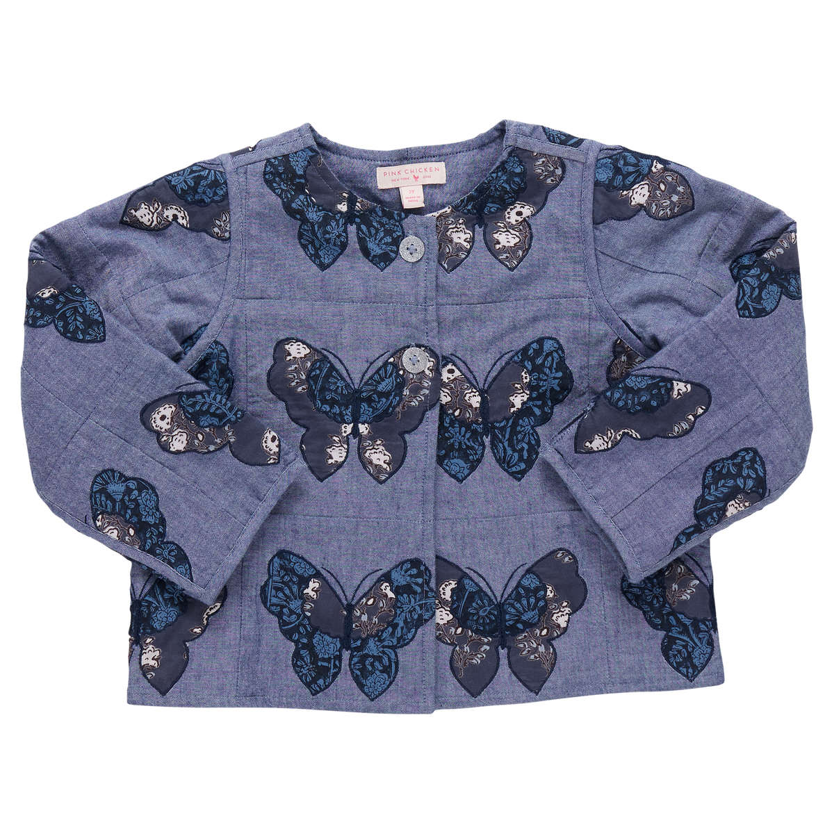Girls Reversible Quilted Jacket - Quilted Butterfly