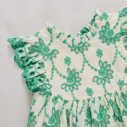 Baby Girls Cynthia Dress Set - Kelly Green Eyelet