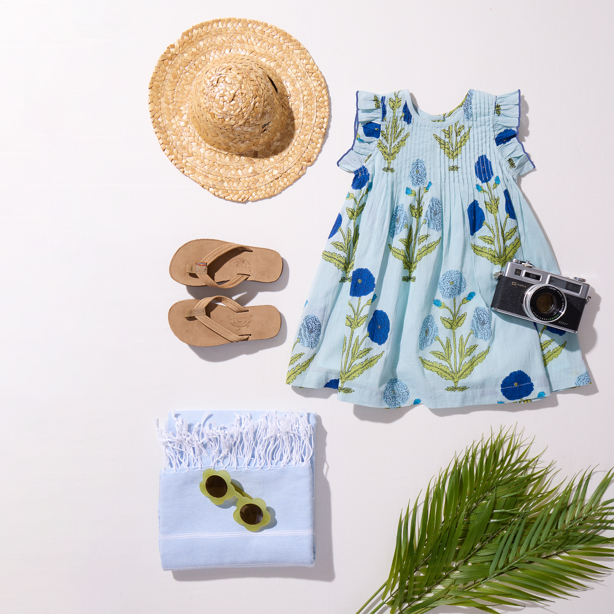 Girls Jaipur Dress - Light Blue Dandelion