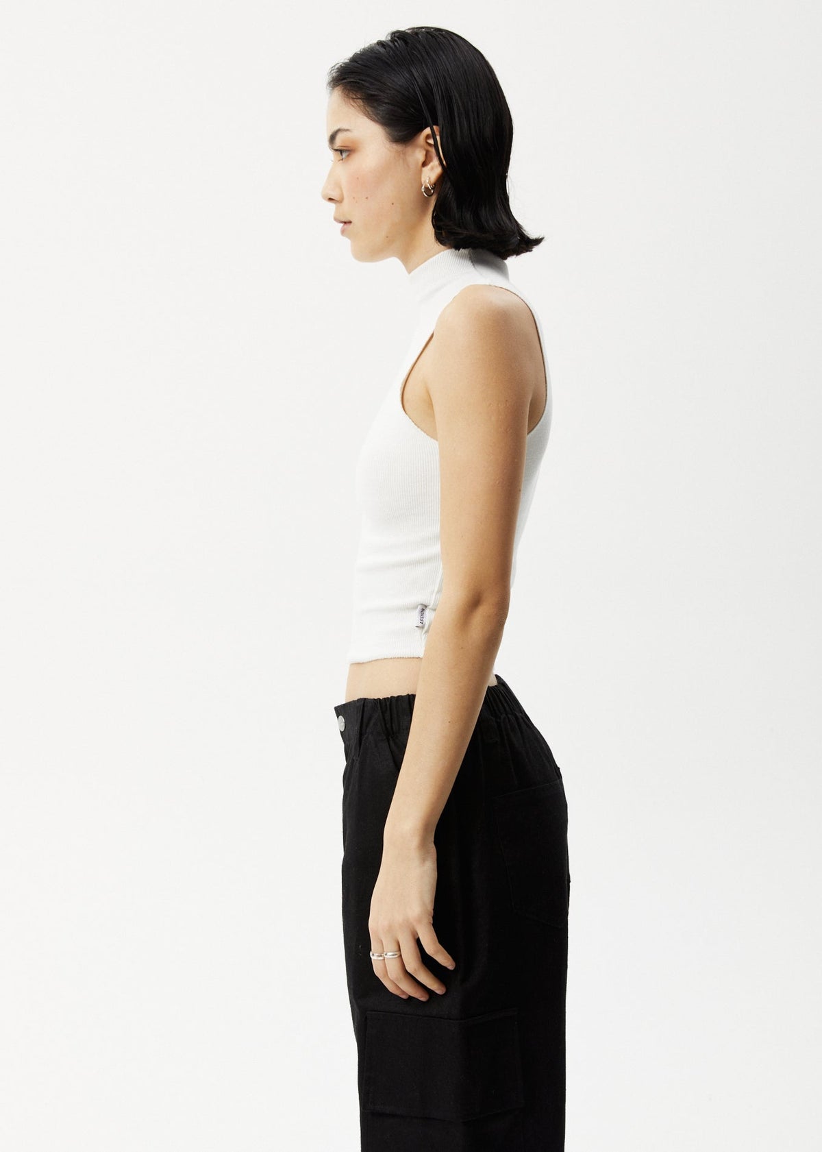 AFENDS Iconic - Rib High Neck Tank - Off White