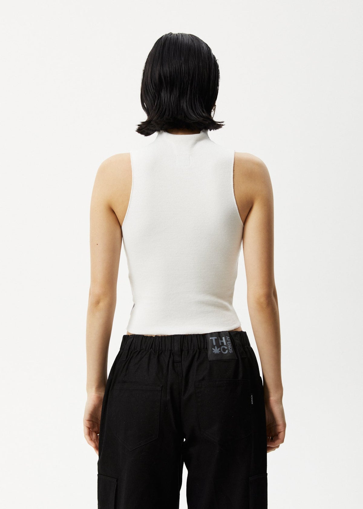 AFENDS Iconic - Rib High Neck Tank - Off White