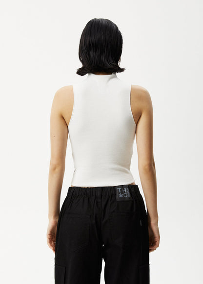 AFENDS Iconic - Rib High Neck Tank - Off White