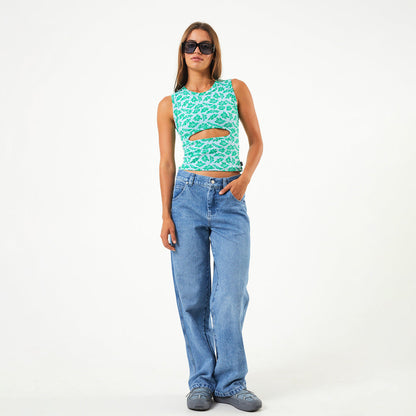 AFENDS Womens See You - Cut Out Sleeveless Top - Powder Blue