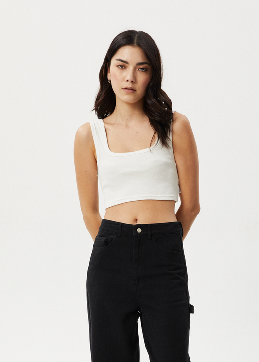 AFENDS Womens Chia - Rib Cropped Singlet - White
