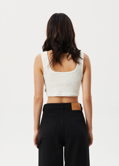 AFENDS Womens Chia - Rib Cropped Singlet - White