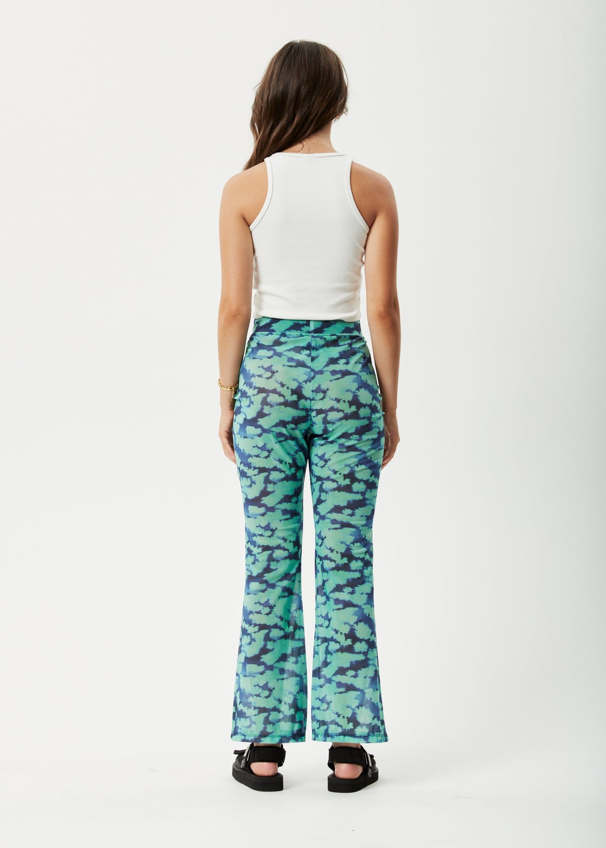 AFENDS Womens Liquid - High Waisted Sheer Pant - Jade Floral