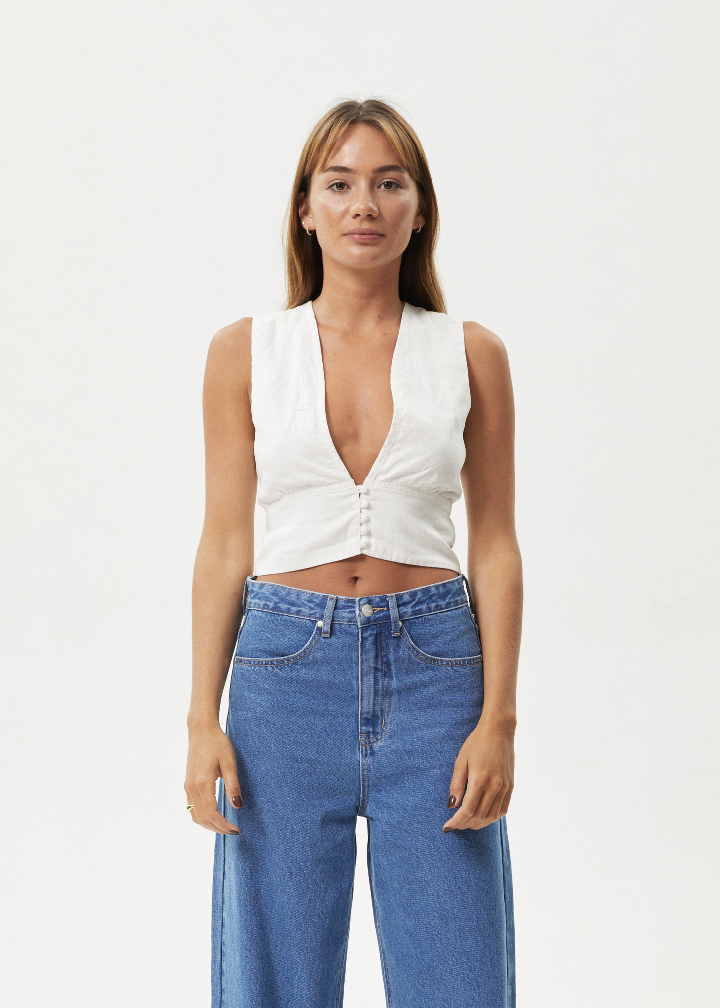 AFENDS Womens Lilo - Button Up Top - Natural