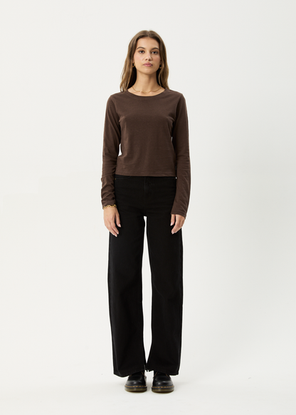 AFENDS Womens Elevate - Long Sleeve Tee - Coffee