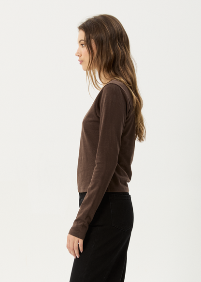 AFENDS Womens Elevate - Long Sleeve Tee - Coffee