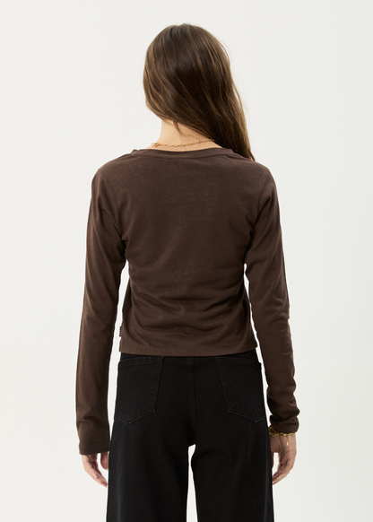 AFENDS Womens Elevate - Long Sleeve Tee - Coffee