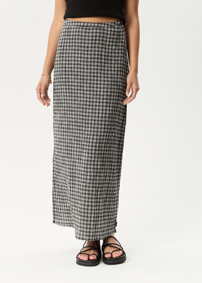 AFENDS Womens Lita - Seersucker Maxi Skirt - Asta Steel Check