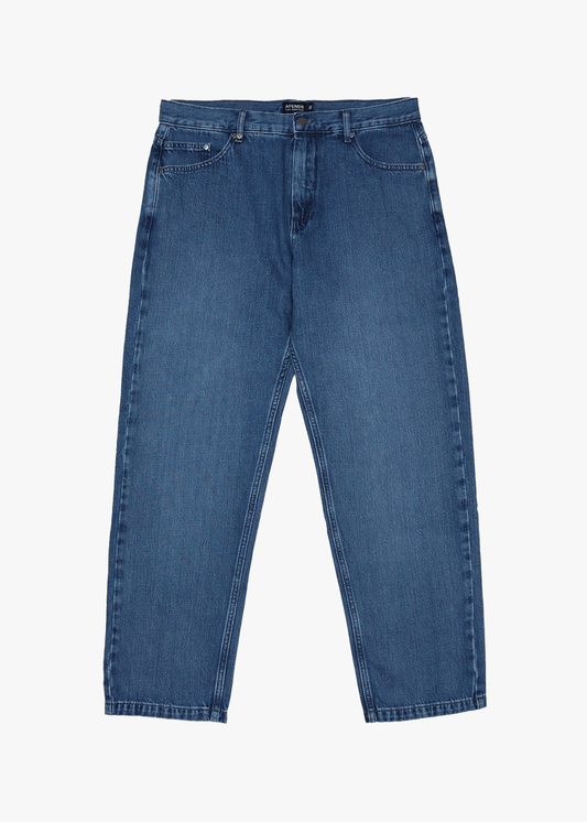 AFENDS Mens Ninety Twos - Denim Relaxed Jean - Authentic Blue