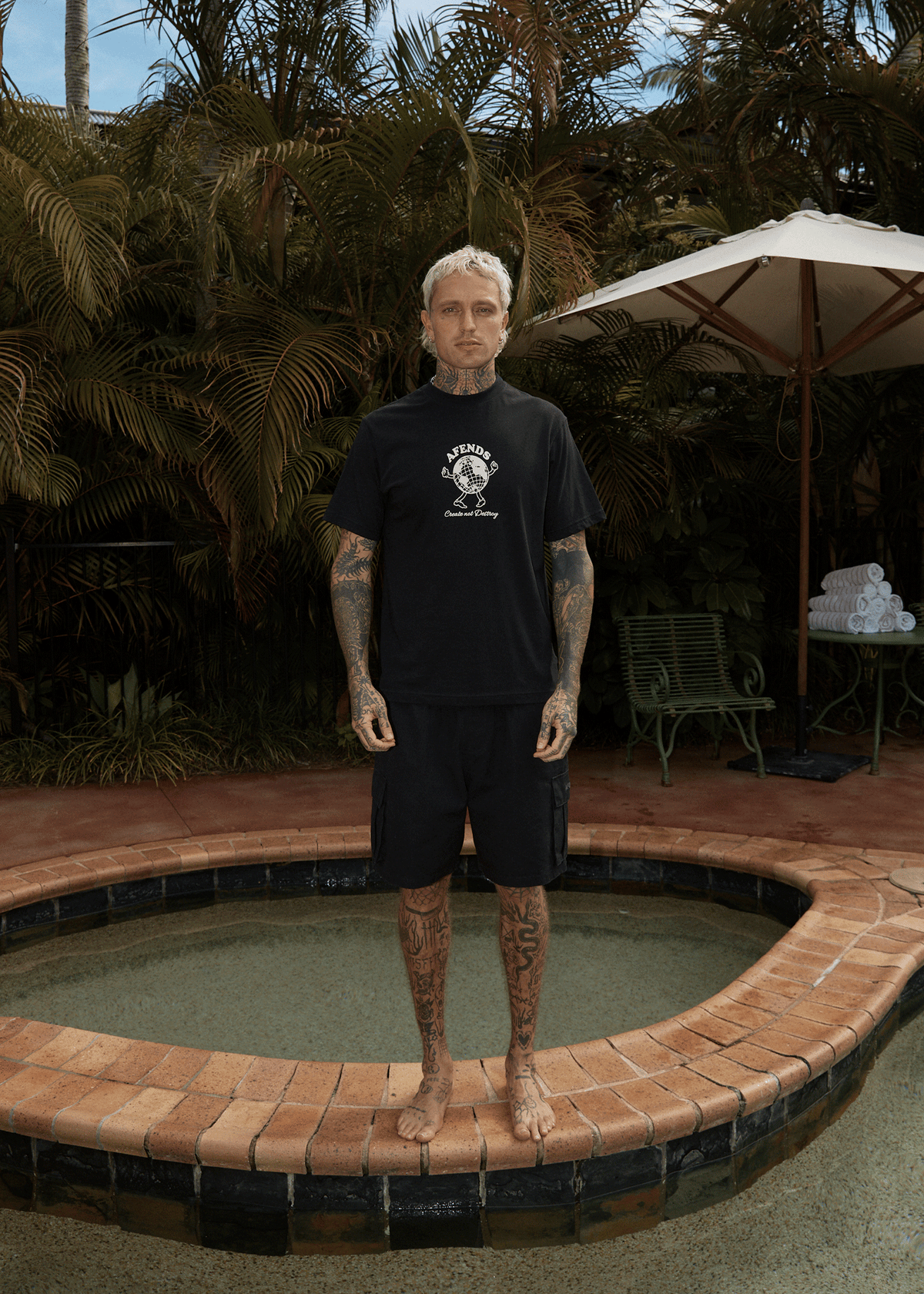 AFENDS Mens Global - Retro Tee - Black