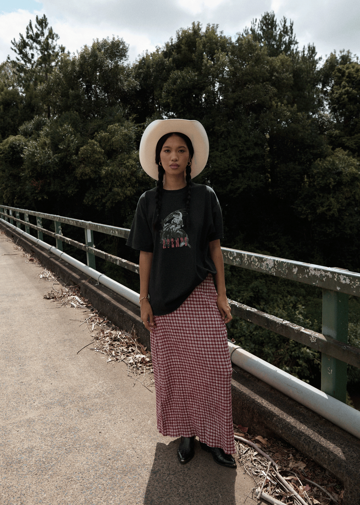 AFENDS Womens Cosmic Cow - Oversized Tee - Stone Black