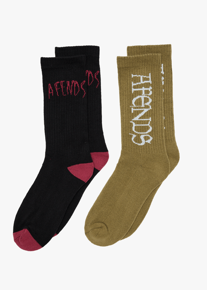 AFENDS Mens Seeing Double - Socks Two Pack - Multi