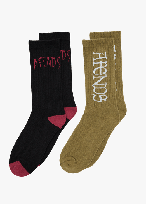 AFENDS Mens Seeing Double - Socks Two Pack - Multi