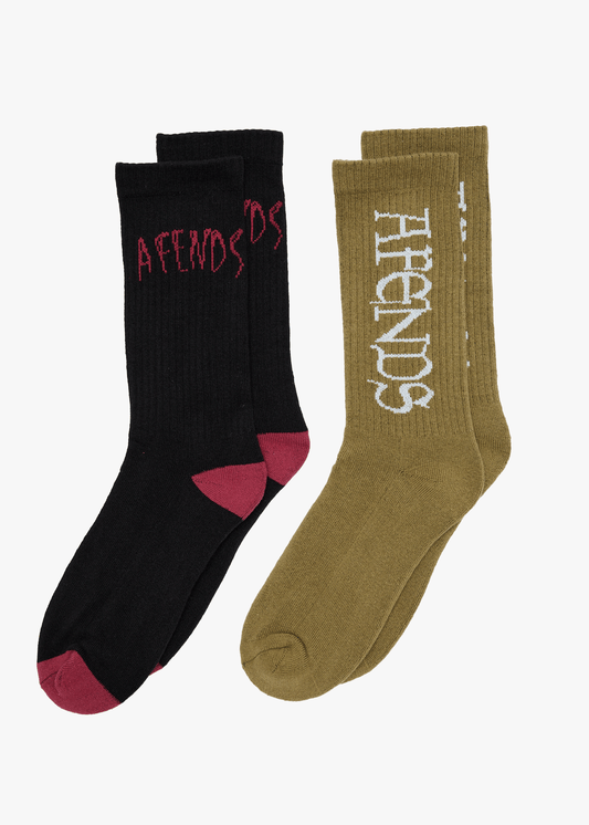 AFENDS Mens Seeing Double - Socks Two Pack - Multi
