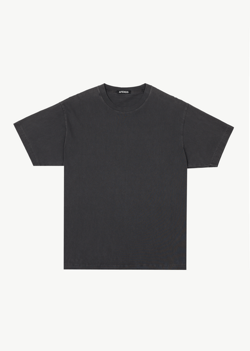 AFENDS Mens Genesis - Heavyweight Boxy Tee - Stone Black