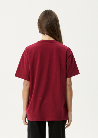 AFENDS Womens Tranquil - Oversized Tee - Burgundy
