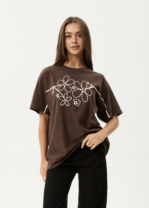 AFENDS Womens Tranquil - Oversized Tee - Coffee