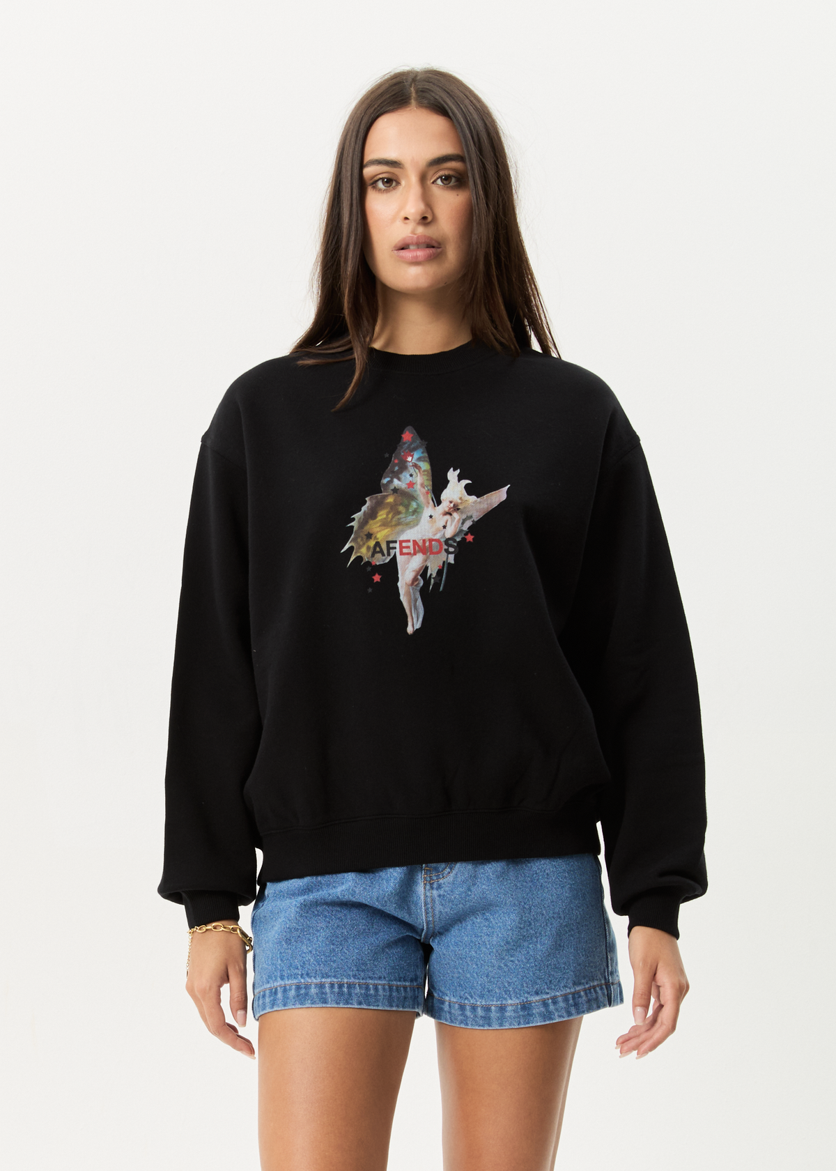AFENDS Womens Pixie - Crew Neck Jumper - Black