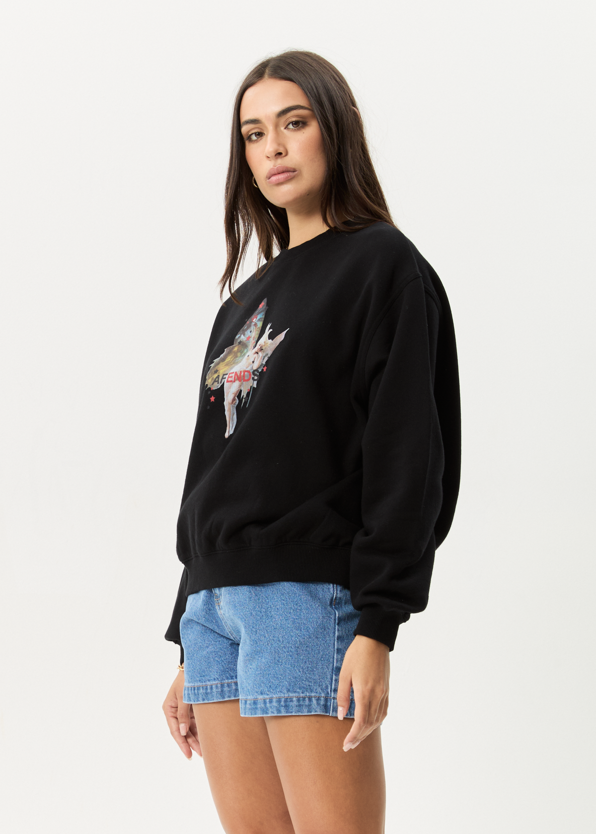 AFENDS Womens Pixie - Crew Neck Jumper - Black