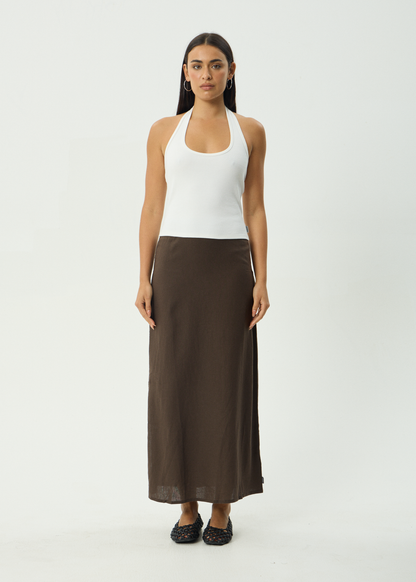 AFENDS Womens Lilo - Maxi Skirt - Coffee