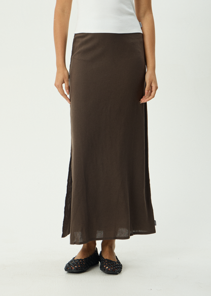 AFENDS Womens Lilo - Maxi Skirt - Coffee