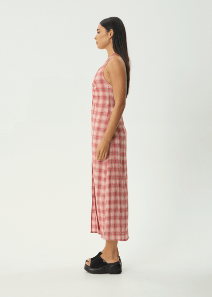AFENDS Womens Andy - Seersucker Maxi Dress - Red Check