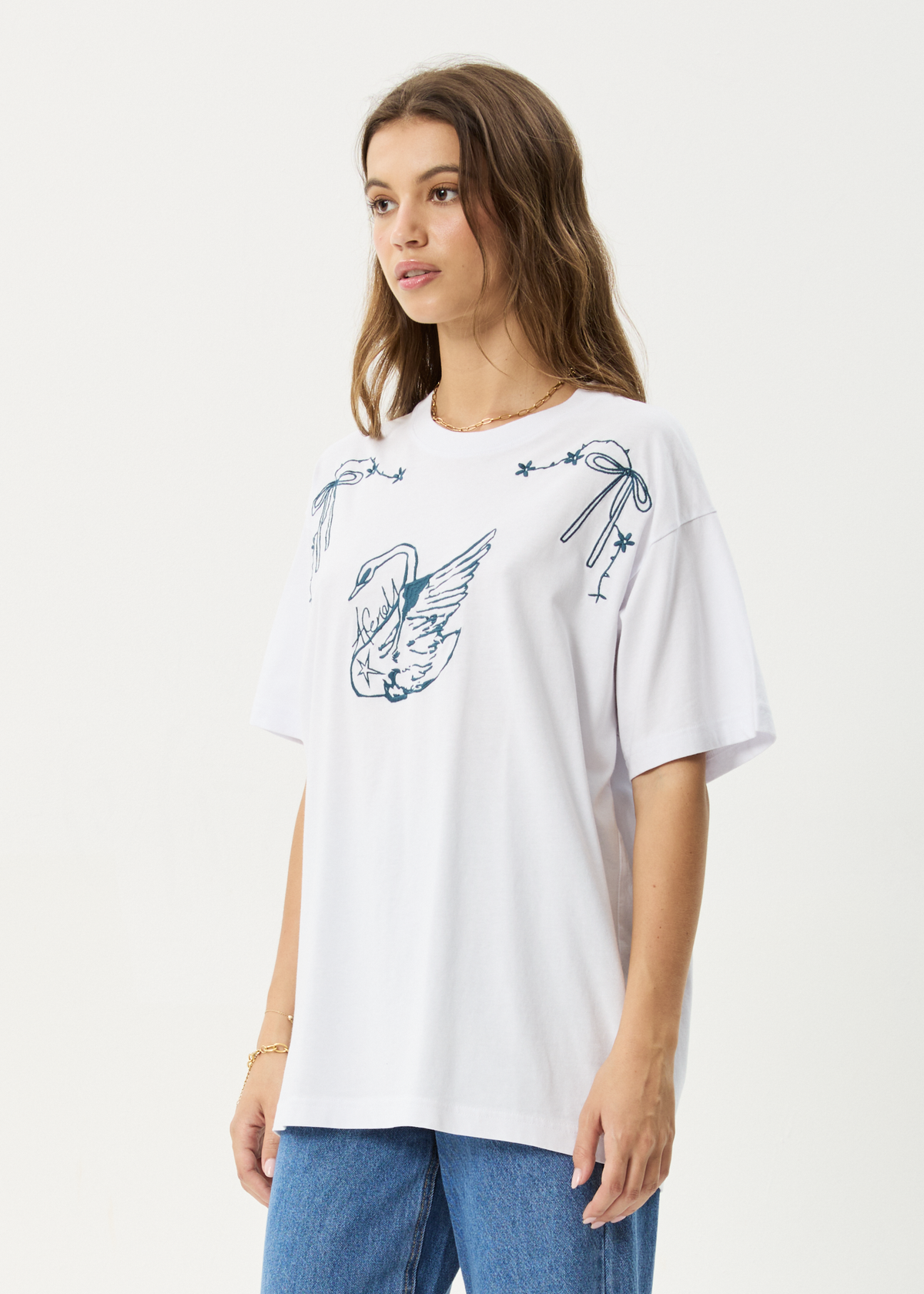 AFENDS Womens Cygnet - Oversized Tee - White
