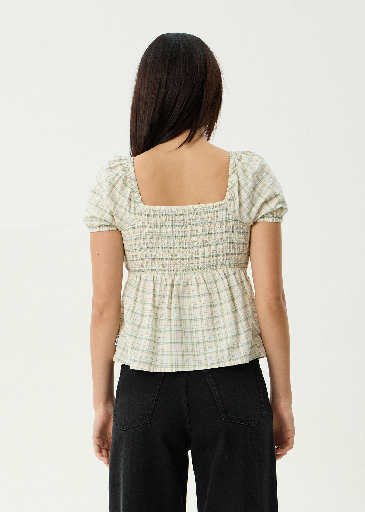 AFENDS Womens Legacy - Seersucker Tie Front Top - Boa Check