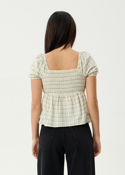 AFENDS Womens Legacy - Seersucker Tie Front Top - Boa Check