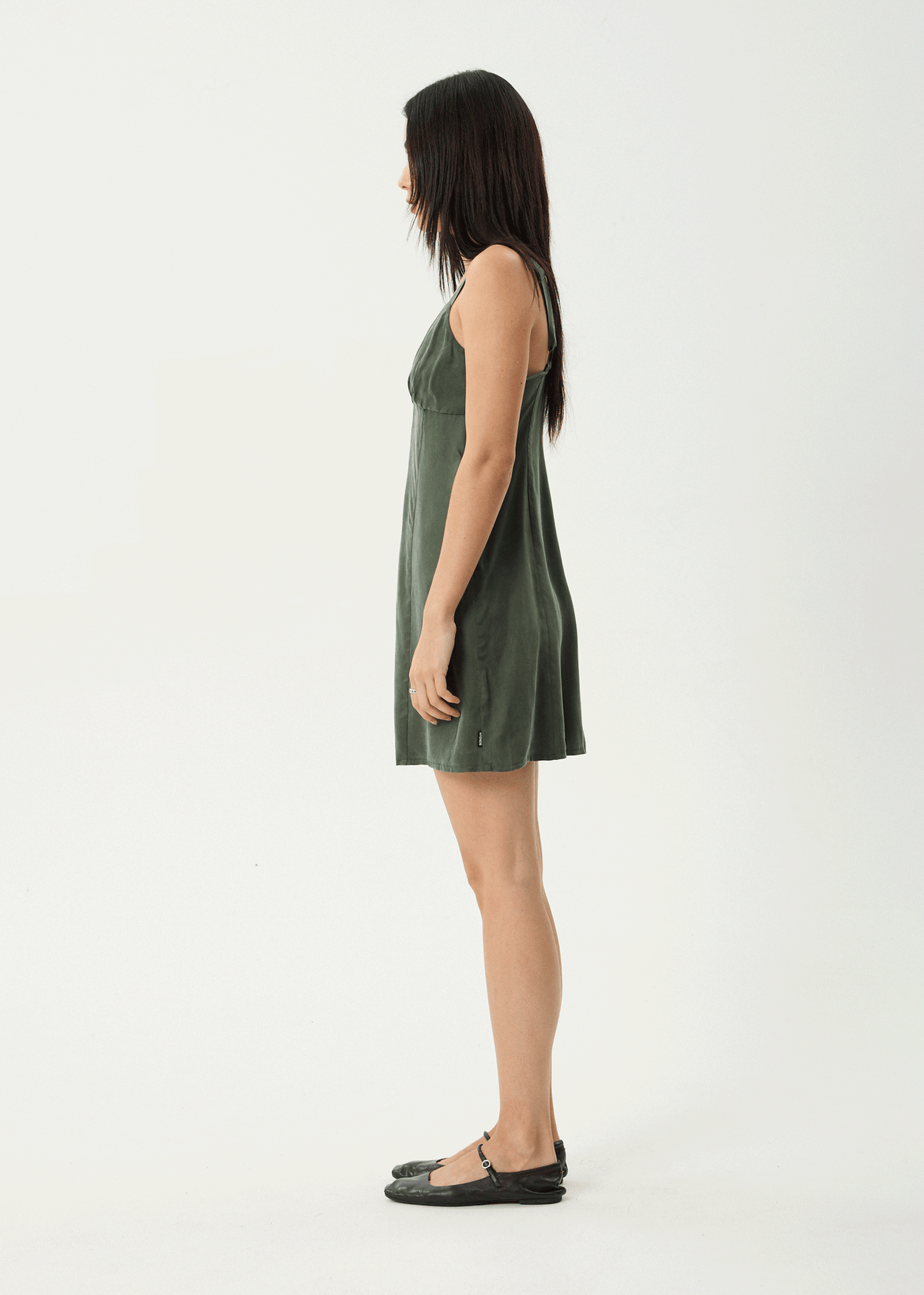 AFENDS Womens Gerry - Cupro Mini Dress - Deep Green