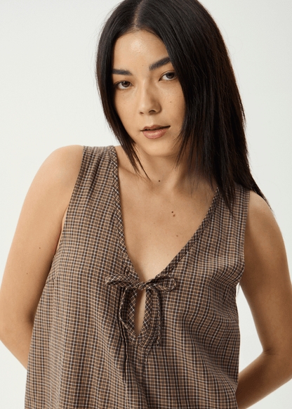 AFENDS Womens Hometown Michi - Mini Dress - Coffee