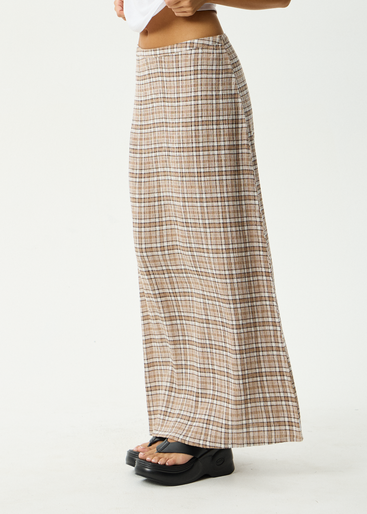 AFENDS Womens Lita - Seersucker Maxi Skirt - Flight Chai Check