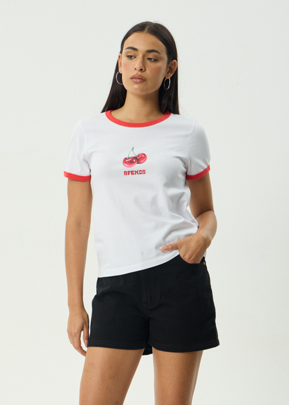 AFENDS Womens Abiza - Ringer Tee - White