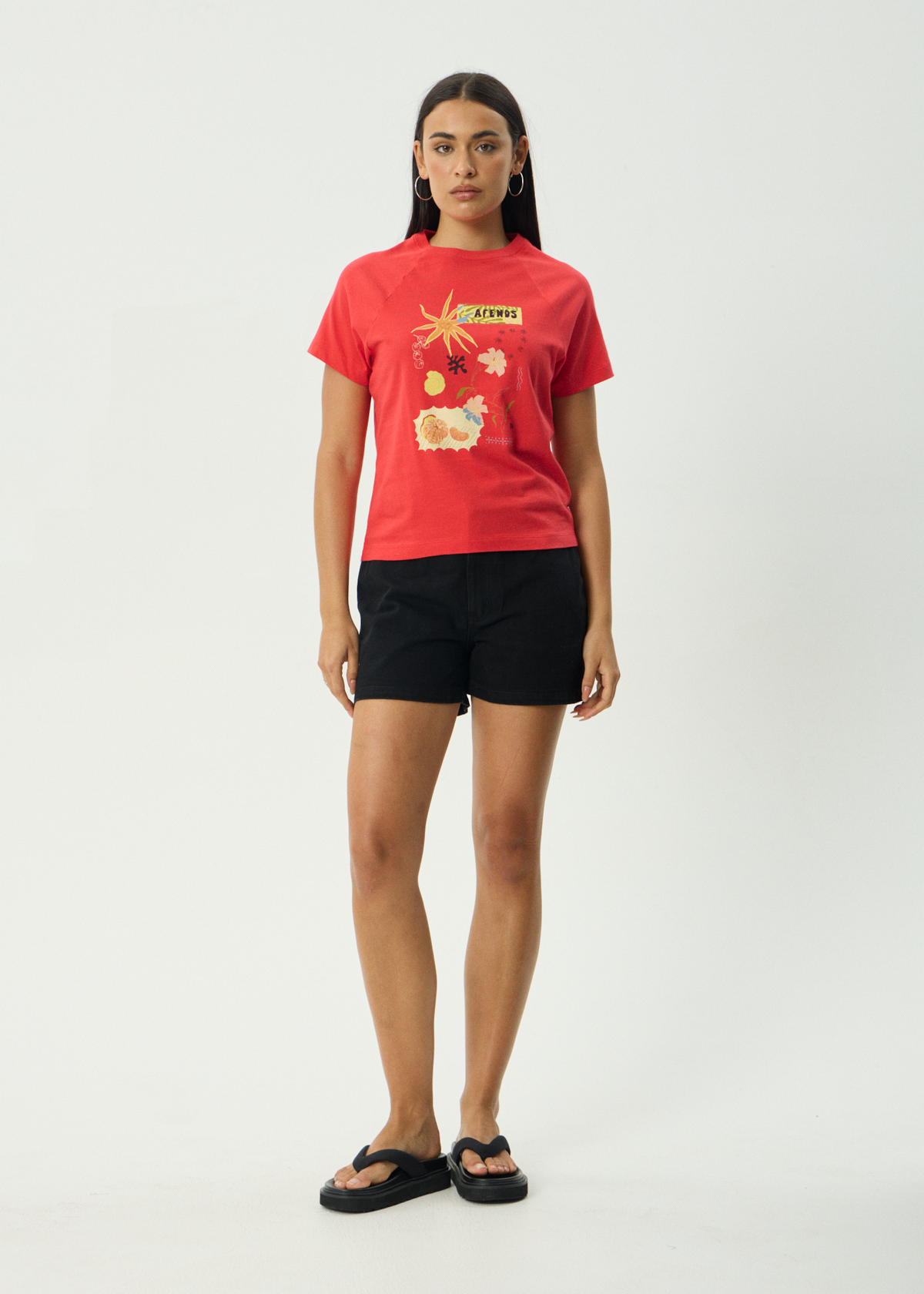 AFENDS Womens Amalfi - Raglan Tee - Tomato
